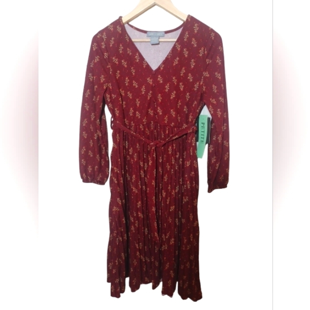 Burgundy Floral Midi  Dress